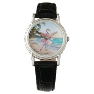 Flamingo-Balletttänzerin in einem rosa Tutu am Str Armbanduhr
