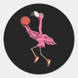 Flamingo Basketball Flamingo Basketball Basketball Runder Aufkleber