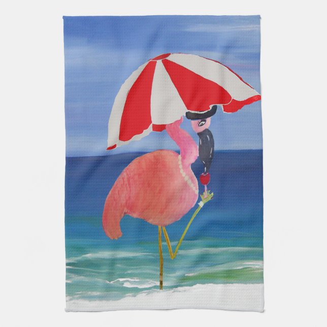 Flamingo Beach Cocktail Handtuch (Vertikal)