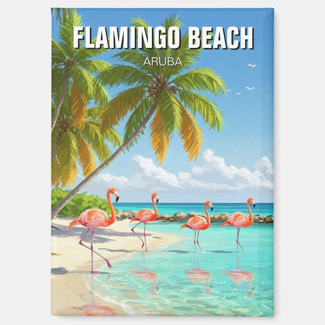 Flamingo Beach in Aruba Magnet (Vorderseite)