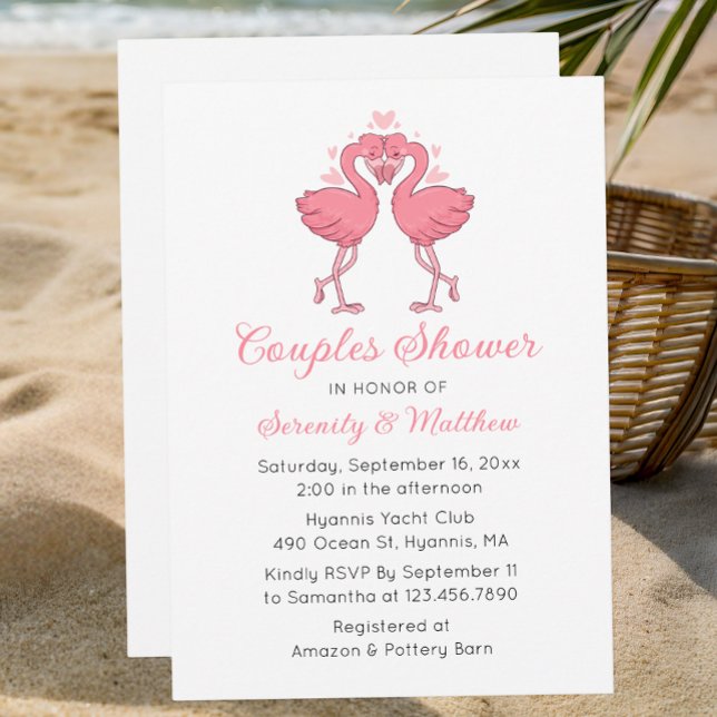Flamingo Beach Invite for Couples Bridal Shower Einladung (Von Creator hochgeladen)