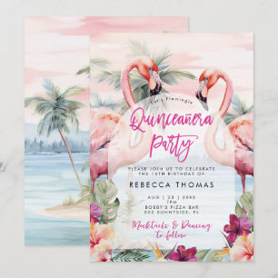 Flamingo Beach Quinceanera Party Einladung