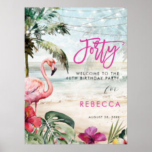 Flamingo Beach Tropical 40 Willkommensplakat Poster