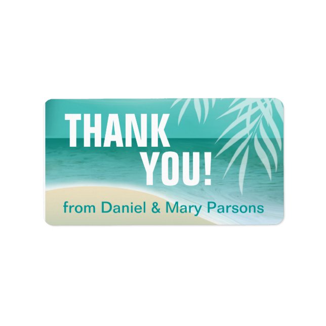 Flamingo Beach Vielen Dank | Aqua Adressaufkleber (Vorne)