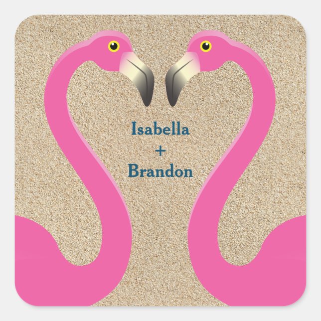 Flamingo Beach Wedding Sticker (Vorderseite)
