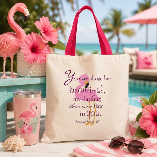 Flamingo Beauty Bible Verse Tragetasche (Von Creator hochgeladen)