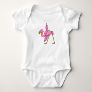 Flamingo bei der Yoga Stretching-Übung Baby Strampler