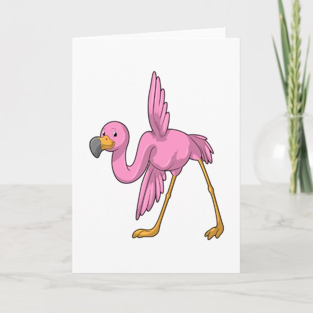 Flamingo bei der Yoga Stretching-Übung Karte (Vorderseite)