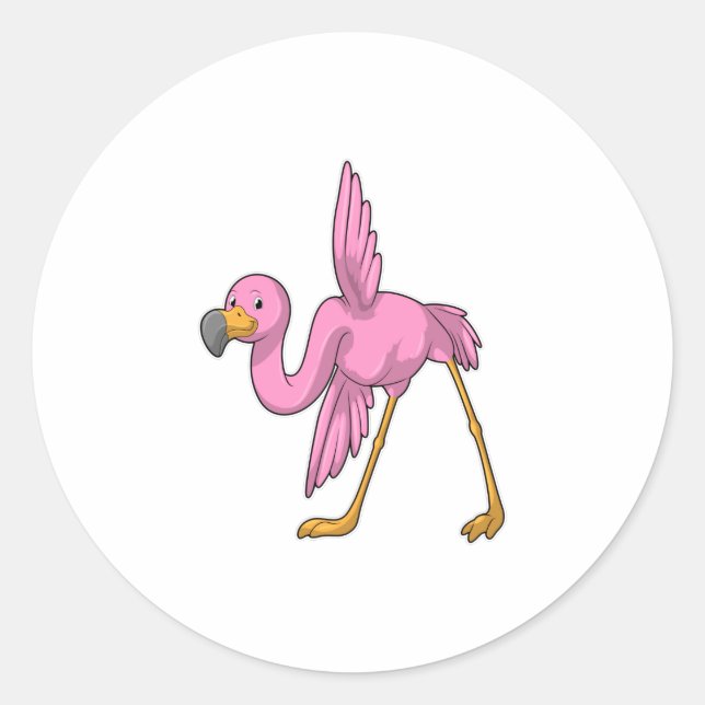Flamingo bei der Yoga Stretching-Übung Runder Aufkleber (Vorderseite)