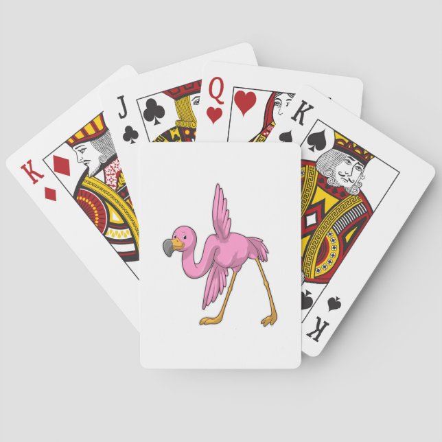 Flamingo bei der Yoga Stretching-Übung Spielkarten (Rückseite)