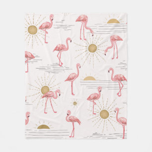 Flamingo bei Sonnenuntergang handgezogen nahtlos d Fleecedecke