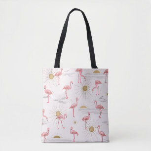 Flamingo bei Sonnenuntergang handgezogen nahtlos d Tasche