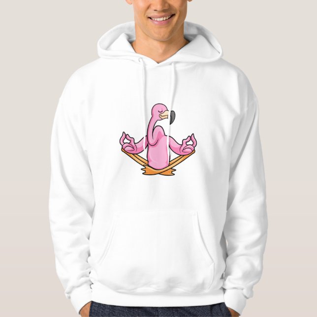 Flamingo bei Yoga in Cross-Bid Hoodie (Vorderseite)