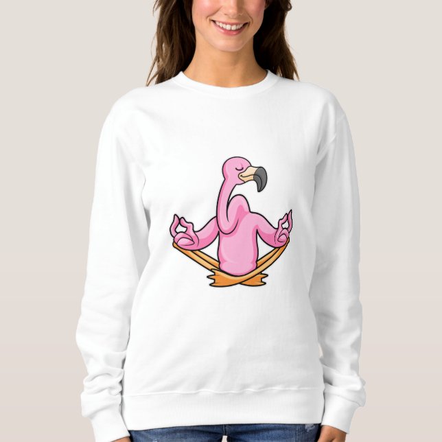 Flamingo bei Yoga in Cross-Bid Sweatshirt (Vorderseite)