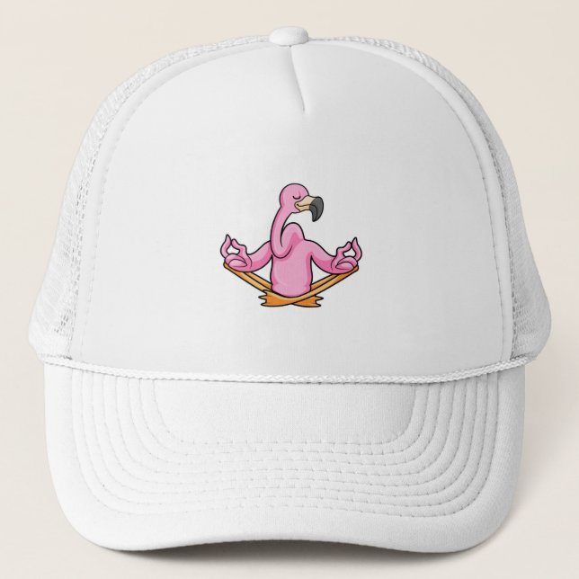 Flamingo bei Yoga in Cross-Bid Truckerkappe (Vorderseite)