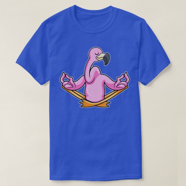 Flamingo bei Yoga in Crossleged T-Shirt (Design vorne)