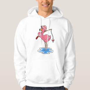 Flamingo beim Angeln mit Angelstab Hoodie