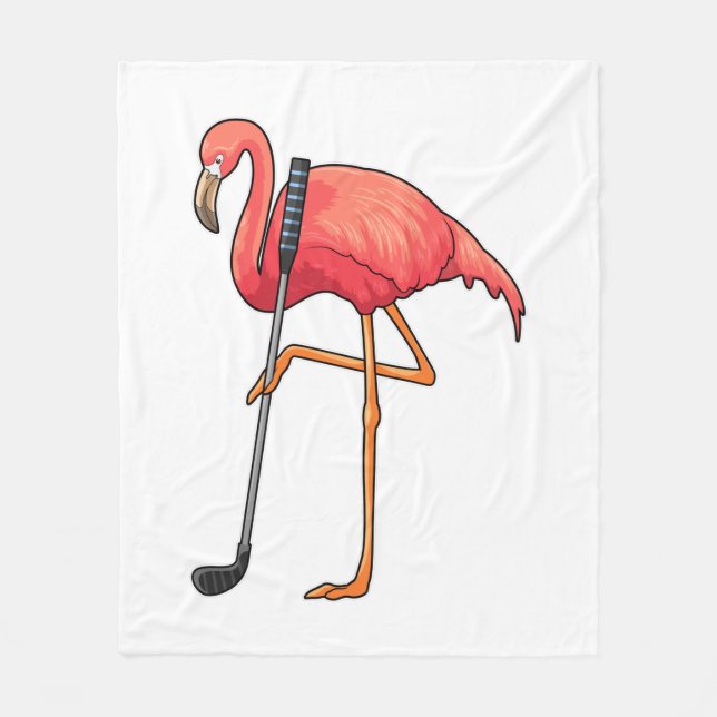 Flamingo beim Golf mit Golf Club Fleecedecke (Vorderseite)