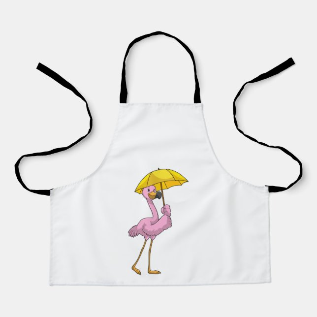 Flamingo beim Regen mit Regenschirm Schürze (Vorderseite)