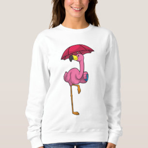 Flamingo beim Regen mit Regenschirm Sweatshirt