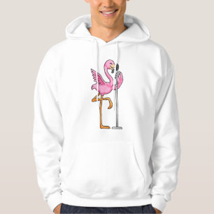 Flamingo beim Singen mit Mikrofon Hoodie