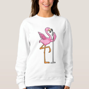 Flamingo beim Singen mit Mikrofon Sweatshirt