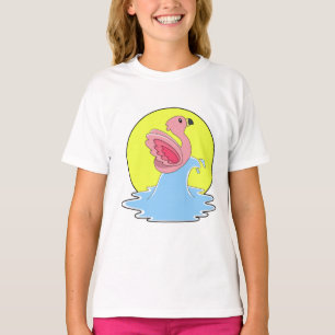 Flamingo beim Surfen im Wasser T-Shirt