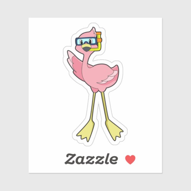 Flamingo beim Tauchen mit Schnorchel Aufkleber (Blatt)