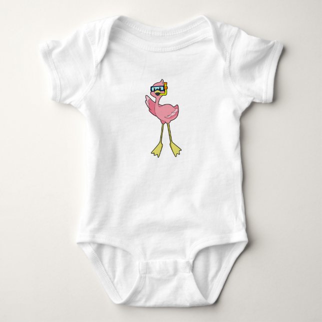Flamingo beim Tauchen mit Schnorchel Baby Strampler (Vorderseite)
