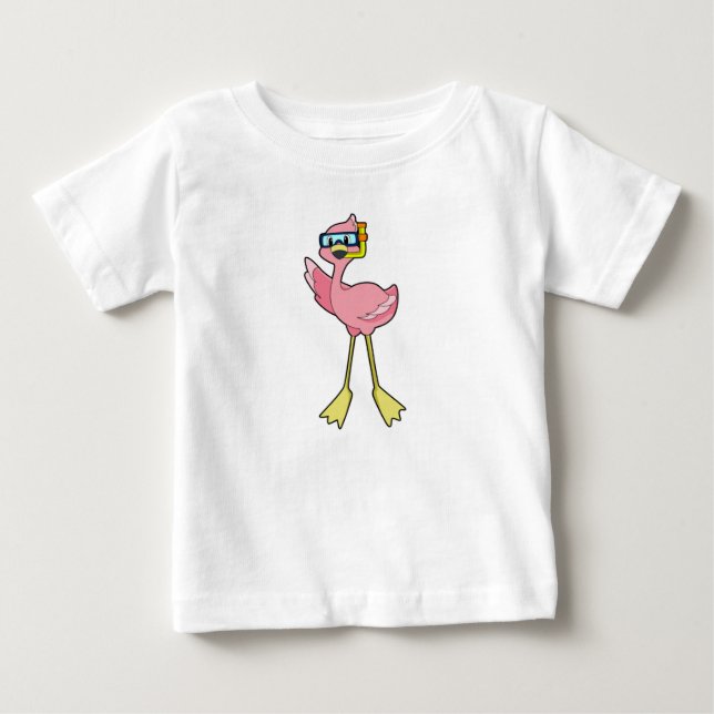 Flamingo beim Tauchen mit Schnorchel Baby T-shirt (Vorderseite)