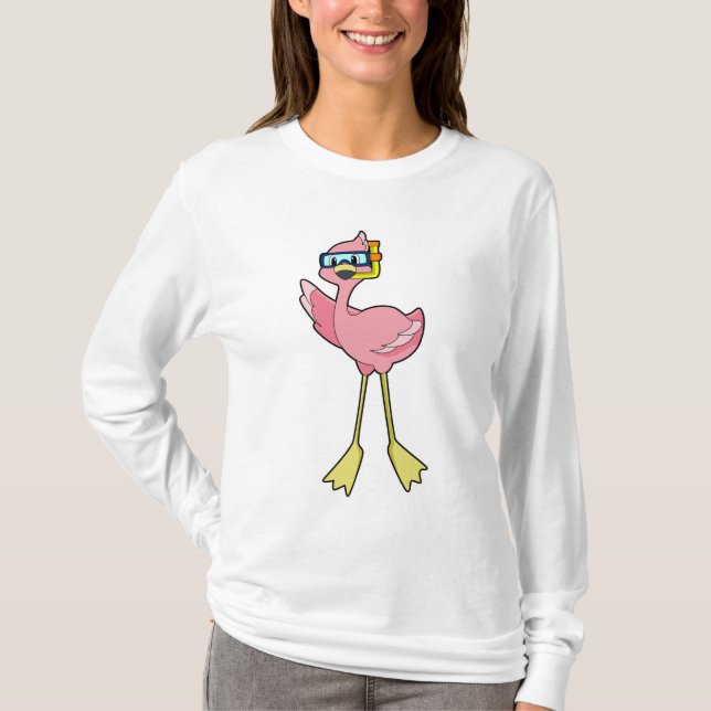 Flamingo beim Tauchen mit Schnorchel T-Shirt (Vorderseite)