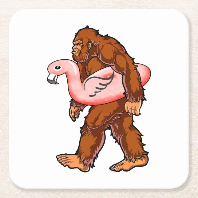 Flamingo Bigfoot Rechteckiger Pappuntersetzer (Vorderseite)