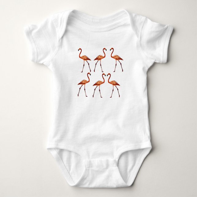 Flamingo Bird Baby Jersey Bodysuit Baby Strampler (Vorderseite)