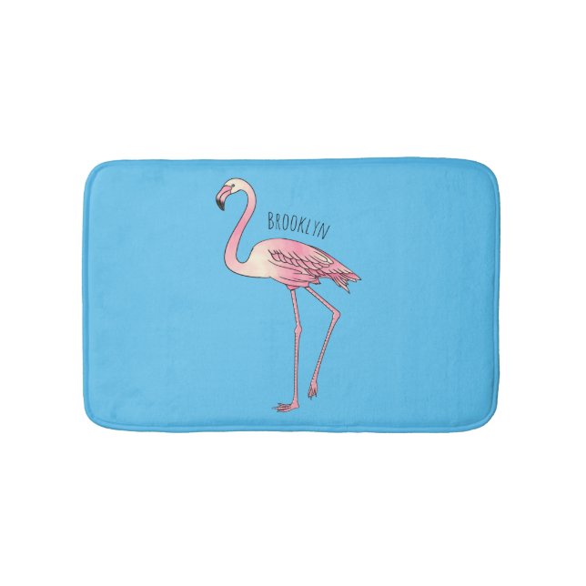 Flamingo bird cartoon illustration badematte (Vorderseite)