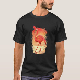 Flamingo Bird Pink Animal Painting Birds Sun T-Shirt