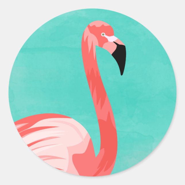 Flamingo Bird Runder Aufkleber (Vorderseite)