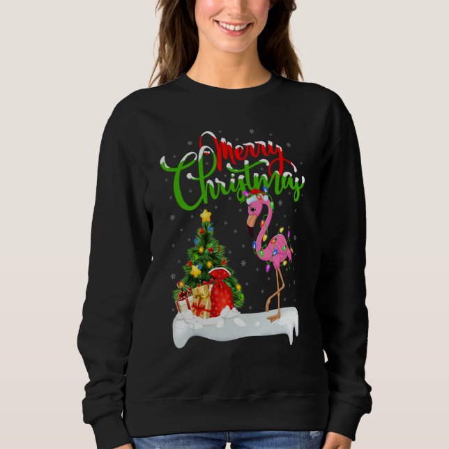 Flamingo Bird   Xmas Decoration Santa Flamingo Chr Sweatshirt (Vorderseite)