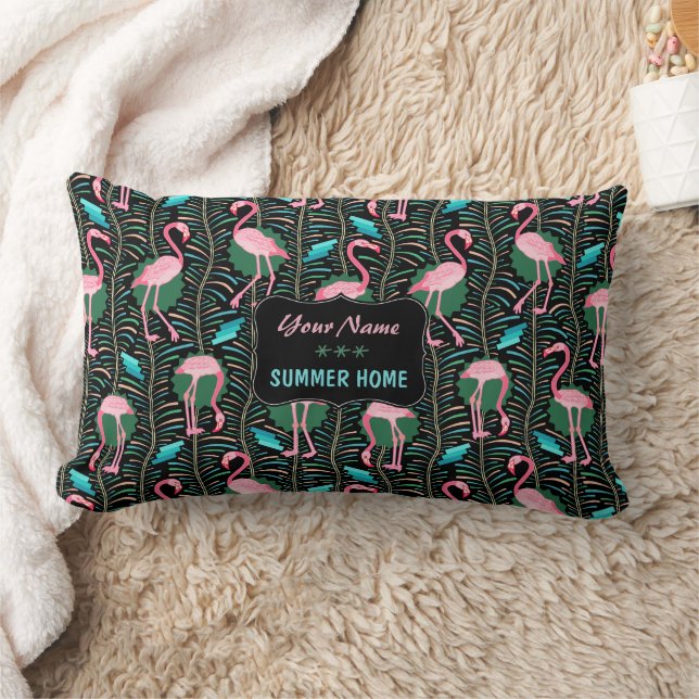 Flamingo Birds 20s Art Deco Ferns Summer Zuhause N Lendenkissen (Decke)
