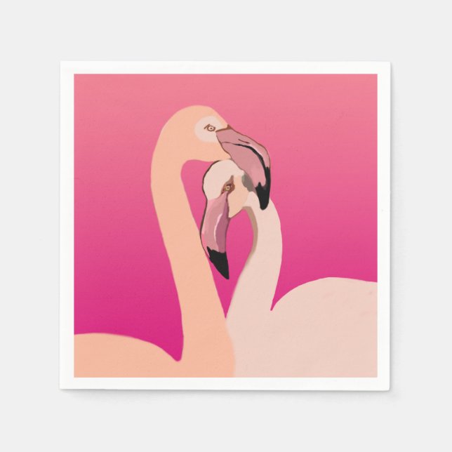 Flamingo Birds Cocktail Papier Napkins Serviette (Vorderseite)