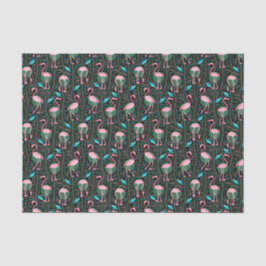 Flamingo Birds Muster 20s Deko Ferns Pink Black Seidenpapier
