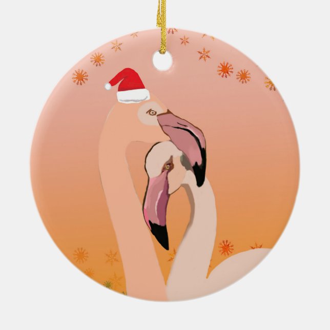 Flamingo Birds Weihnachten, Neues Jahr Keramik Ornament (Hinten)