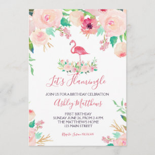Flamingo Birthday Einladung, Flamingo Dusche Einladung