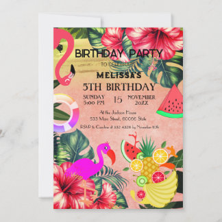 Flamingo Birthday Einladung, niedliche Einladung