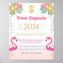 Flamingo Birthday Gästebuch Time Kapsel Ananas
