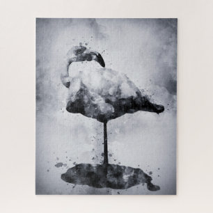 Flamingo Black and White Watercolor 02