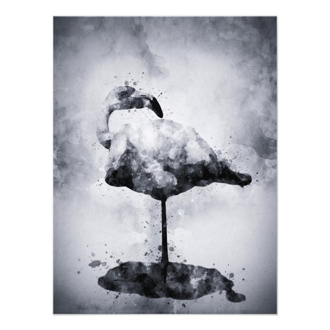 Flamingo Black and White Watercolor 02 Fotodruck (Vorne)