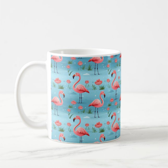 Flamingo Blue Water Pattern Kaffeetasse (Links)