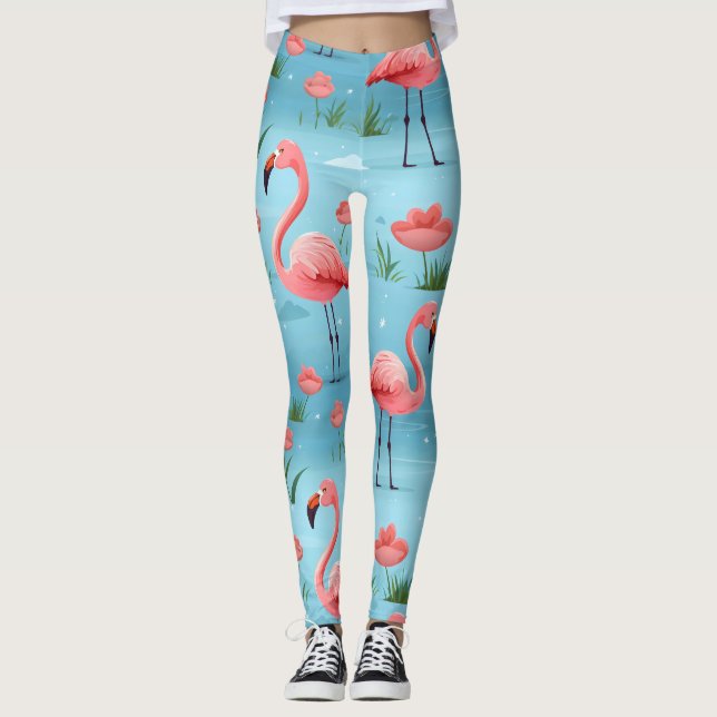 Flamingo Blue Water Pattern Leggings (Vorderseite)
