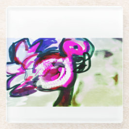 Flamingo Blume joy Glasuntersetzer