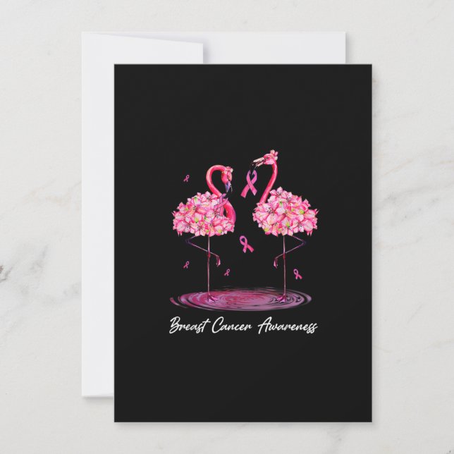 Flamingo Blume rosa Ribbon Brustkrebs Awarene Einladung (Vorderseite)